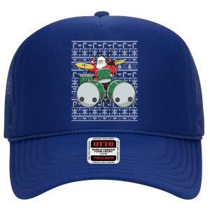 Santa Claus Drummer Drums Percussionist Percussion Christmas Gift High Crown Mesh Back Trucker Hat