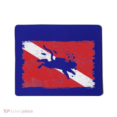Scuba Cat Diving Flag Mousepad