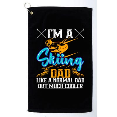 Skiing Cool Dad Ski Cool Adventure Gift Platinum Collection Golf Towel