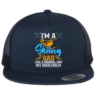 Skiing Cool Dad Ski Cool Adventure Gift Flat Bill Trucker Hat