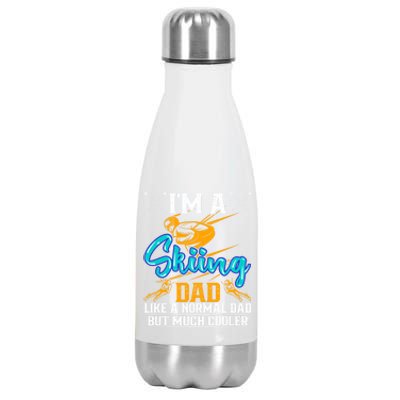 Skiing Cool Dad Ski Cool Adventure Gift Stainless Steel Insulated Water Bottle