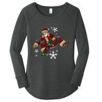 Santa Claus Does Tricks On A Skateboard Skate Xmas Women's Perfect Tri Tunic Long Sleeve Shirt