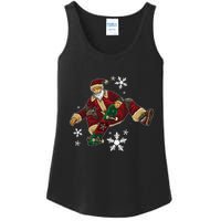 Santa Claus Does Tricks On A Skateboard Skate Xmas Ladies Essential Tank