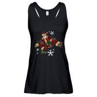 Santa Claus Does Tricks On A Skateboard Skate Xmas Ladies Essential Flowy Tank