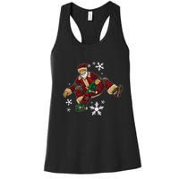 Santa Claus Does Tricks On A Skateboard Skate Xmas Women's Racerback Tank