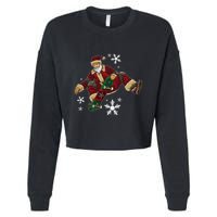 Santa Claus Does Tricks On A Skateboard Skate Xmas Cropped Pullover Crew