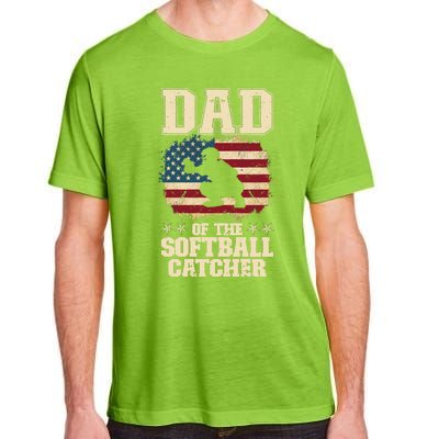 Softball Catcher Dad Jokes American Flag Fathers Day Adult ChromaSoft Performance T-Shirt