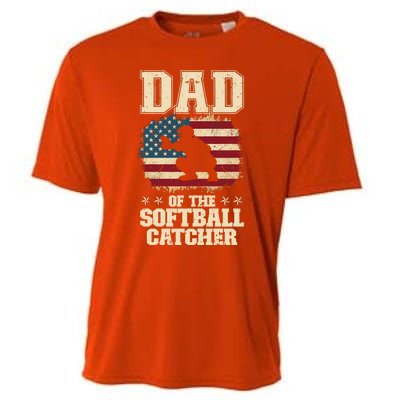 Softball Catcher Dad Jokes American Flag Fathers Day Cooling Performance Crew T-Shirt