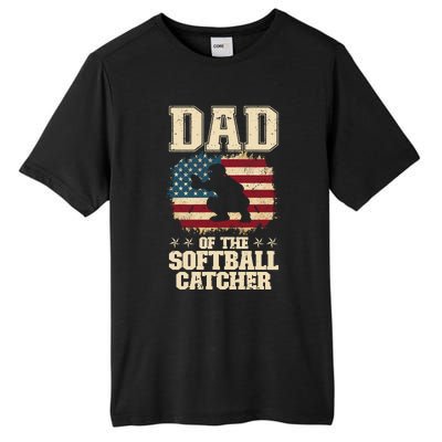 Softball Catcher Dad Jokes American Flag Fathers Day Tall Fusion ChromaSoft Performance T-Shirt