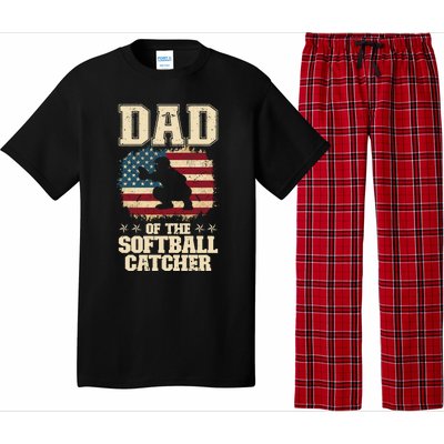 Softball Catcher Dad Jokes American Flag Fathers Day Pajama Set