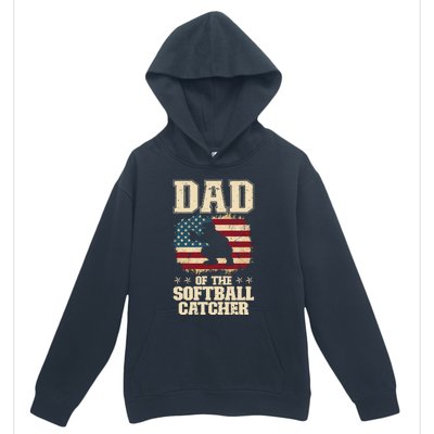 Softball Catcher Dad Jokes American Flag Fathers Day Urban Pullover Hoodie