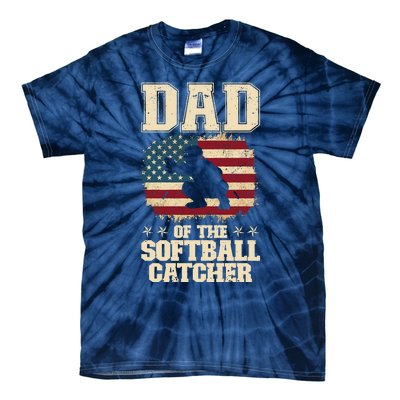 Softball Catcher Dad Jokes American Flag Fathers Day Tie-Dye T-Shirt