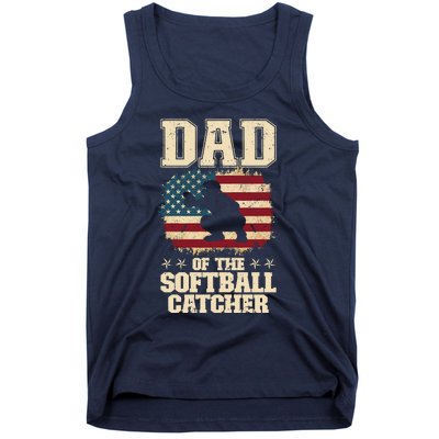 Softball Catcher Dad Jokes American Flag Fathers Day Tank Top