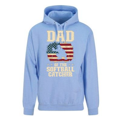 Softball Catcher Dad Jokes American Flag Fathers Day Unisex Surf Hoodie