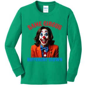 Same Circus Different Clown Funny Kamala Clown 2024 Kids Long Sleeve Shirt