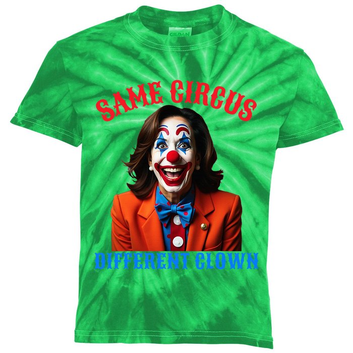 Same Circus Different Clown Funny Kamala Clown 2024 Kids Tie-Dye T-Shirt