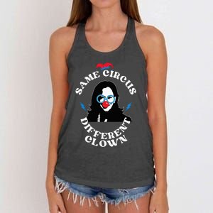 Same Circus Different Clown Funny Kamala Clown Women's Knotted Racerback Tank