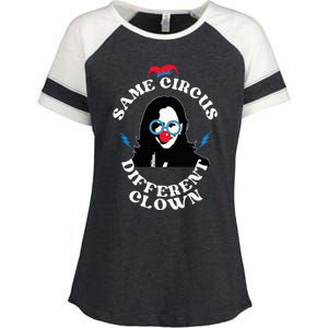 Same Circus Different Clown Funny Kamala Clown Enza Ladies Jersey Colorblock Tee