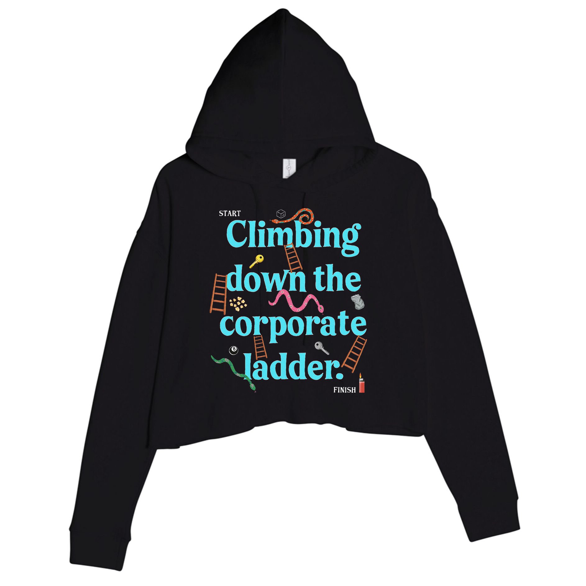 Start Climbing Down The Corporate Ladder Crop Fleece Hoodie