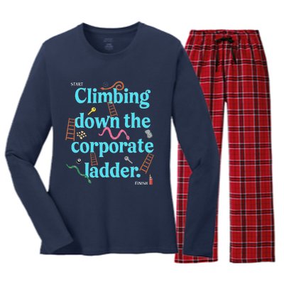 Start Climbing Down The Corporate Ladder Women's Long Sleeve Flannel Pajama Set 