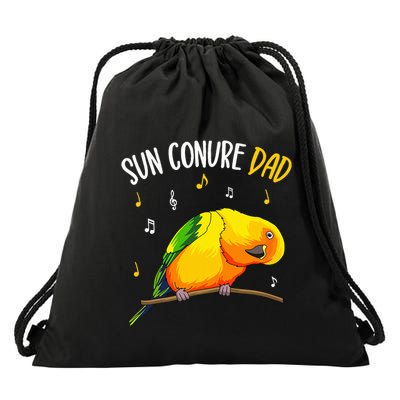 Sun Conure Dad Funny Parrot Bird Lover Drawstring Bag