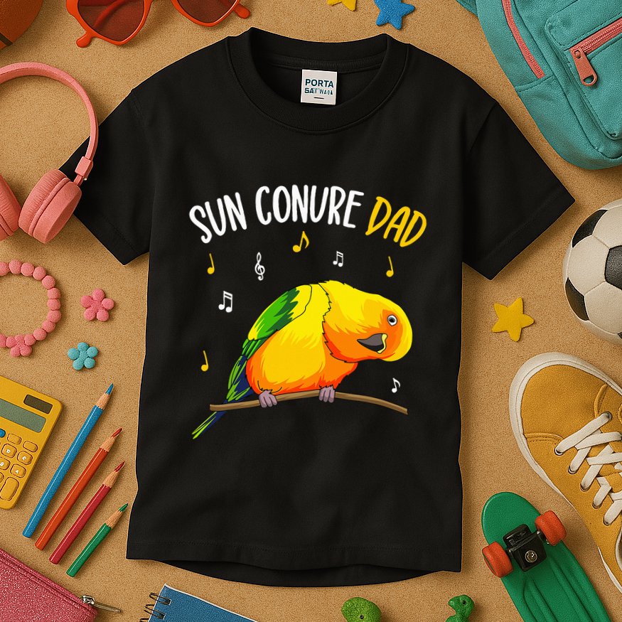Sun Conure Dad Funny Parrot Bird Lover Kids T-Shirt