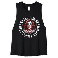 Same Circus Different Clown Funny Kamala Harris Clown Women's Racerback Cropped Tank