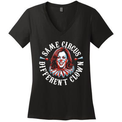 Same Circus Different Clown Funny Kamala Harris Clown Women's V-Neck T-Shirt