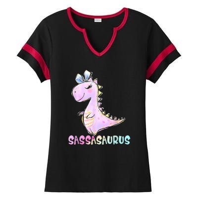 Sassasaurus Cute Dinosaur Funny Gifts For Ladies Halftime Notch Neck Tee