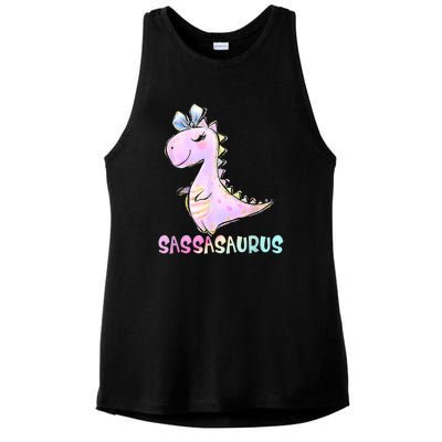 Sassasaurus Cute Dinosaur Funny Gifts For Ladies PosiCharge Tri-Blend Wicking Tank