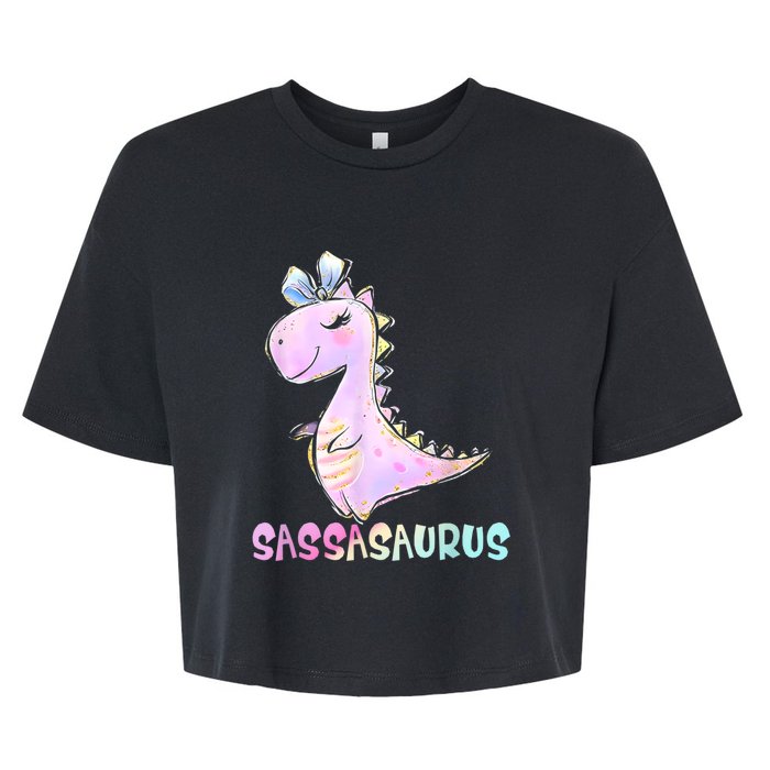 Sassasaurus Cute Dinosaur Funny Gifts For Bella+Canvas Jersey Crop Tee