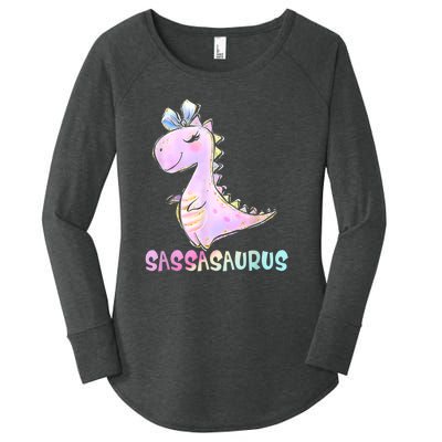 Sassasaurus Cute Dinosaur Funny Gifts For Women's Perfect Tri Tunic Long Sleeve Shirt