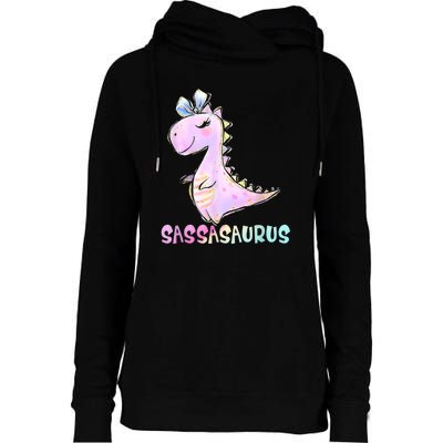 Sassasaurus Cute Dinosaur Funny Gifts For Womens Funnel Neck Pullover Hood