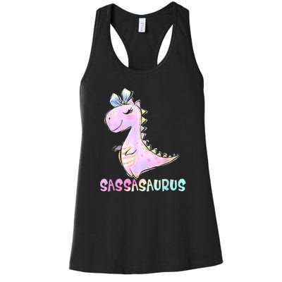 Sassasaurus Cute Dinosaur Funny Gifts For Women's Racerback Tank