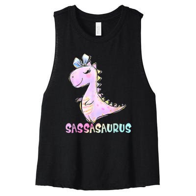 Sassasaurus Cute Dinosaur Funny Gifts For Women's Racerback Cropped Tank