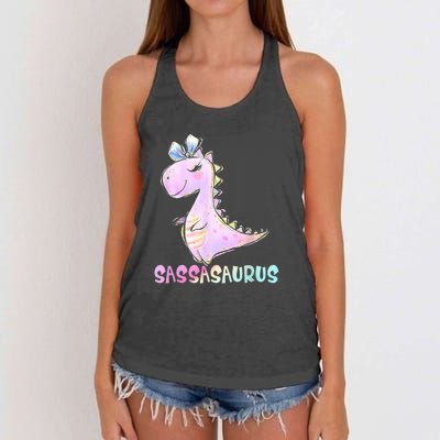 Sassasaurus Cute Dinosaur Funny Gifts For Women's Knotted Racerback Tank