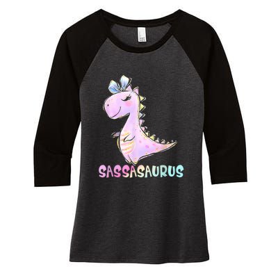 Sassasaurus Cute Dinosaur Funny Gifts For Women's Tri-Blend 3/4-Sleeve Raglan Shirt