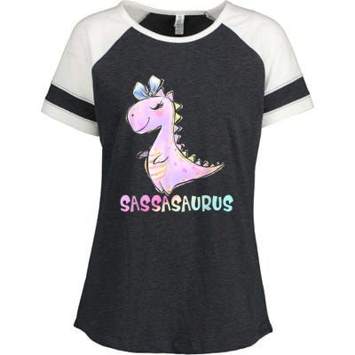 Sassasaurus Cute Dinosaur Funny Gifts For Enza Ladies Jersey Colorblock Tee