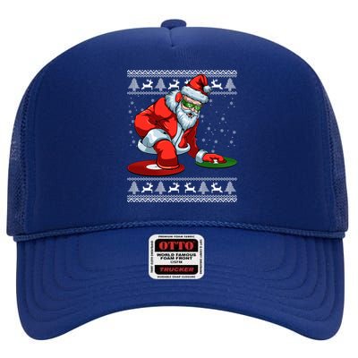 Santa Claus Dj Music Lover Merry Christmas Xmas Party Tee Cute Gift High Crown Mesh Back Trucker Hat