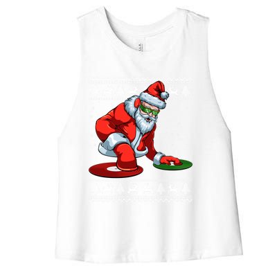 Santa Claus Dj Music Lover Merry Christmas Xmas Party Tee Cute Gift Women's Racerback Cropped Tank