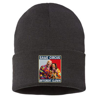Same Circus Different Clown Funny Kamala Harris Clown Sustainable Knit Beanie
