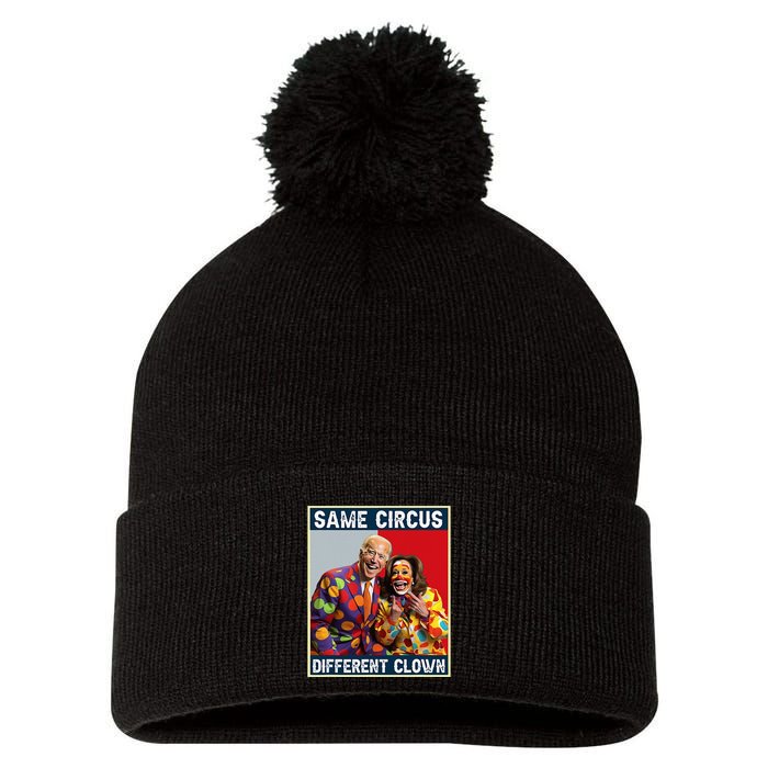 Same Circus Different Clown Funny Kamala Harris Clown Pom Pom 12in Knit Beanie