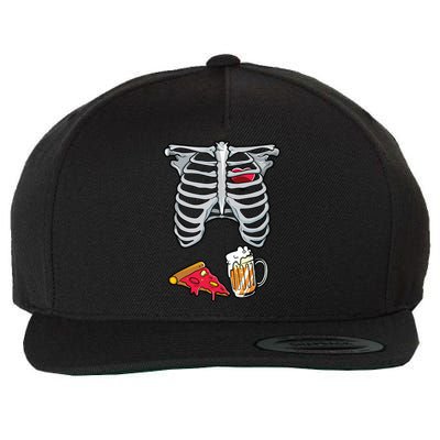 Skeleton Costume Dad Halloween Beer Pizza Funny Matching Wool Snapback Cap