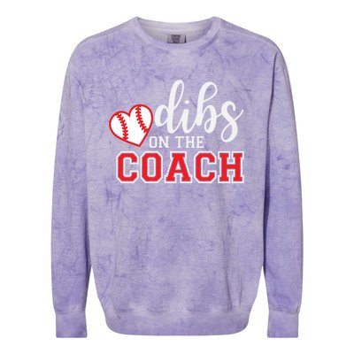 Softball Coach Dad Mom Dibs On The Coach Baseball Assistant Gift Colorblast Crewneck Sweatshirt