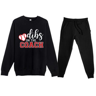 Softball Coach Dad Mom Dibs On The Coach Baseball Assistant Gift Premium Crewneck Sweatsuit Set