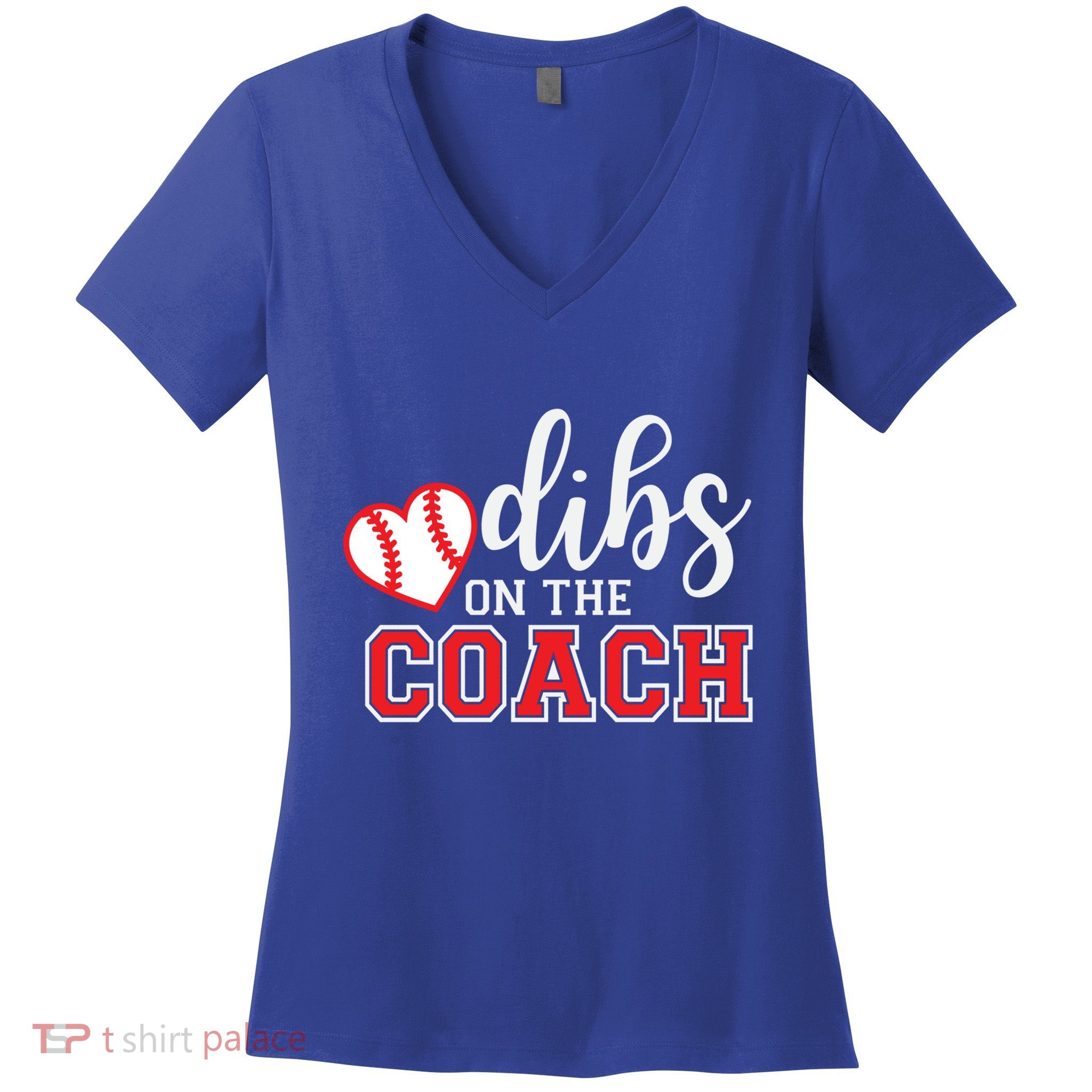 Softball Coach Dad Mom Dibs On The Coach Baseball Assistant Gift Women's V-Neck T-Shirt