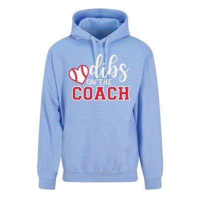 Softball Coach Dad Mom Dibs On The Coach Baseball Assistant Gift Unisex Surf Hoodie