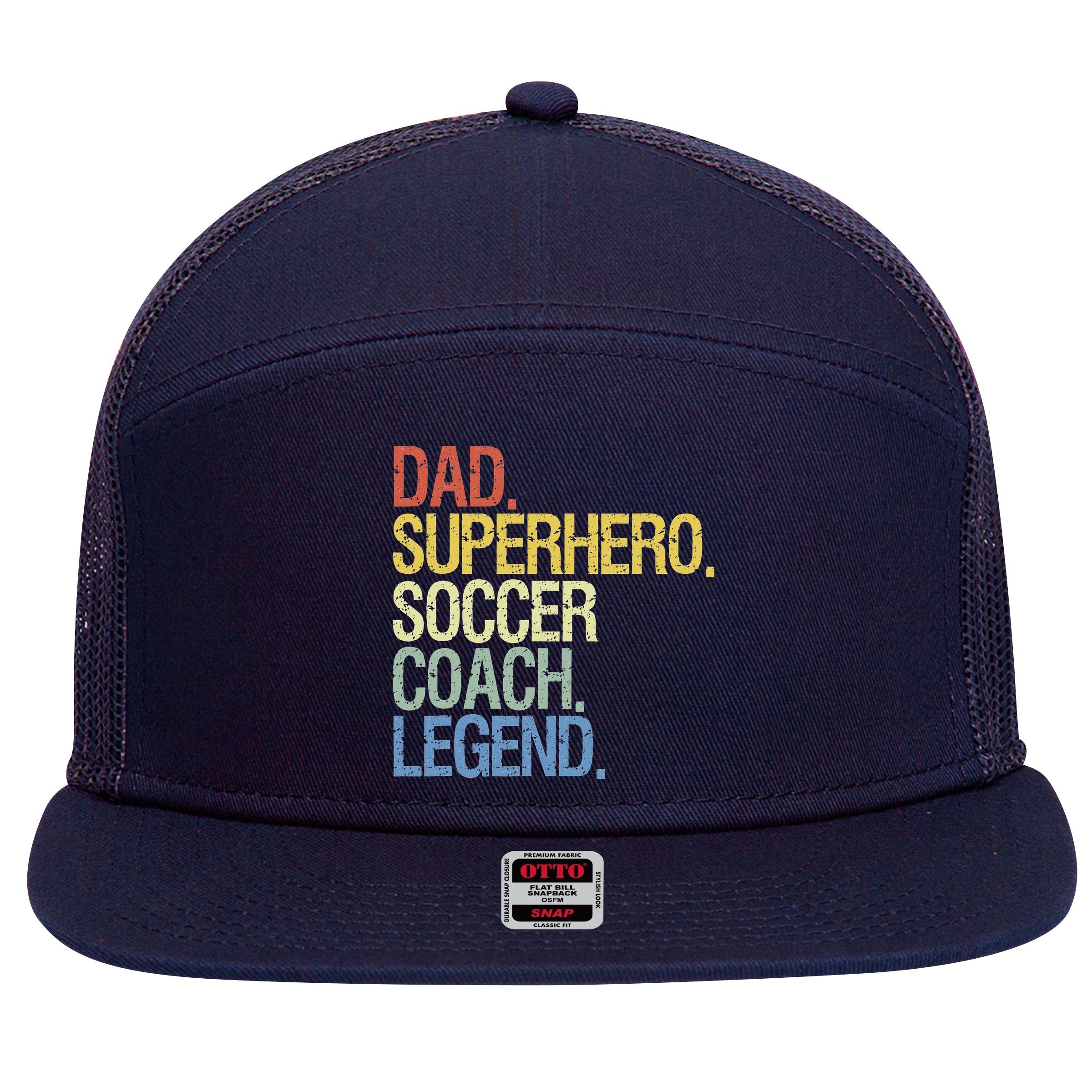 Soccer coach dad 7 Panel Mesh Trucker Snapback Hat