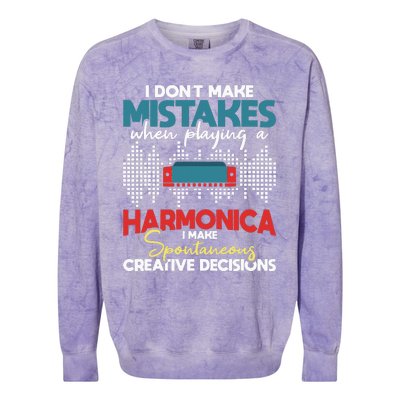 Spontaneous Creative Decisions Harmonica Player Harmonicist Colorblast Crewneck Sweatshirt