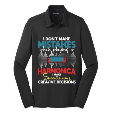 Spontaneous Creative Decisions Harmonica Player Harmonicist Silk Touch Performance Long Sleeve Polo